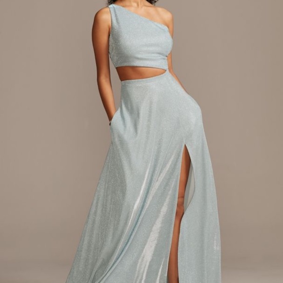 City Triangles Iridescent One Shoulder Gown w Cutout - Picture 1 of 10